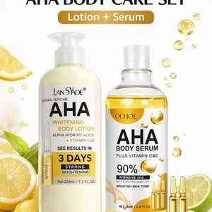 LANEYADE AHA Whitening Body Lotion and OUHOE AHA Body Serum Set